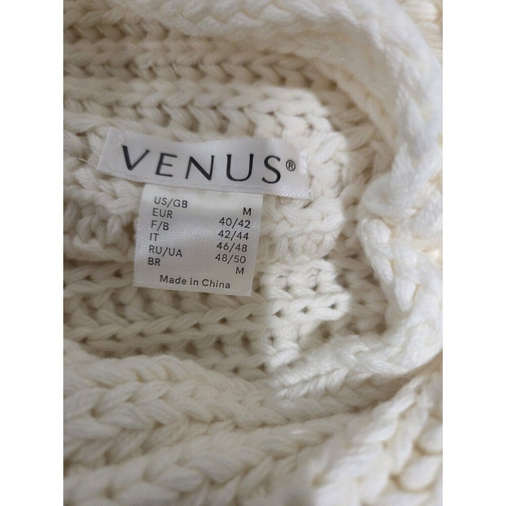 Venus Cream Open Knit Sweater Dress Sleeveless Cowl Neck Boho Mini Dress - Picture 4 of 4
